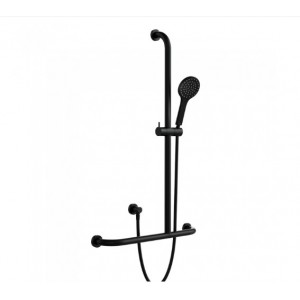 Hustle Care Matte Black Inverted T Rail Shower, Right-Hand